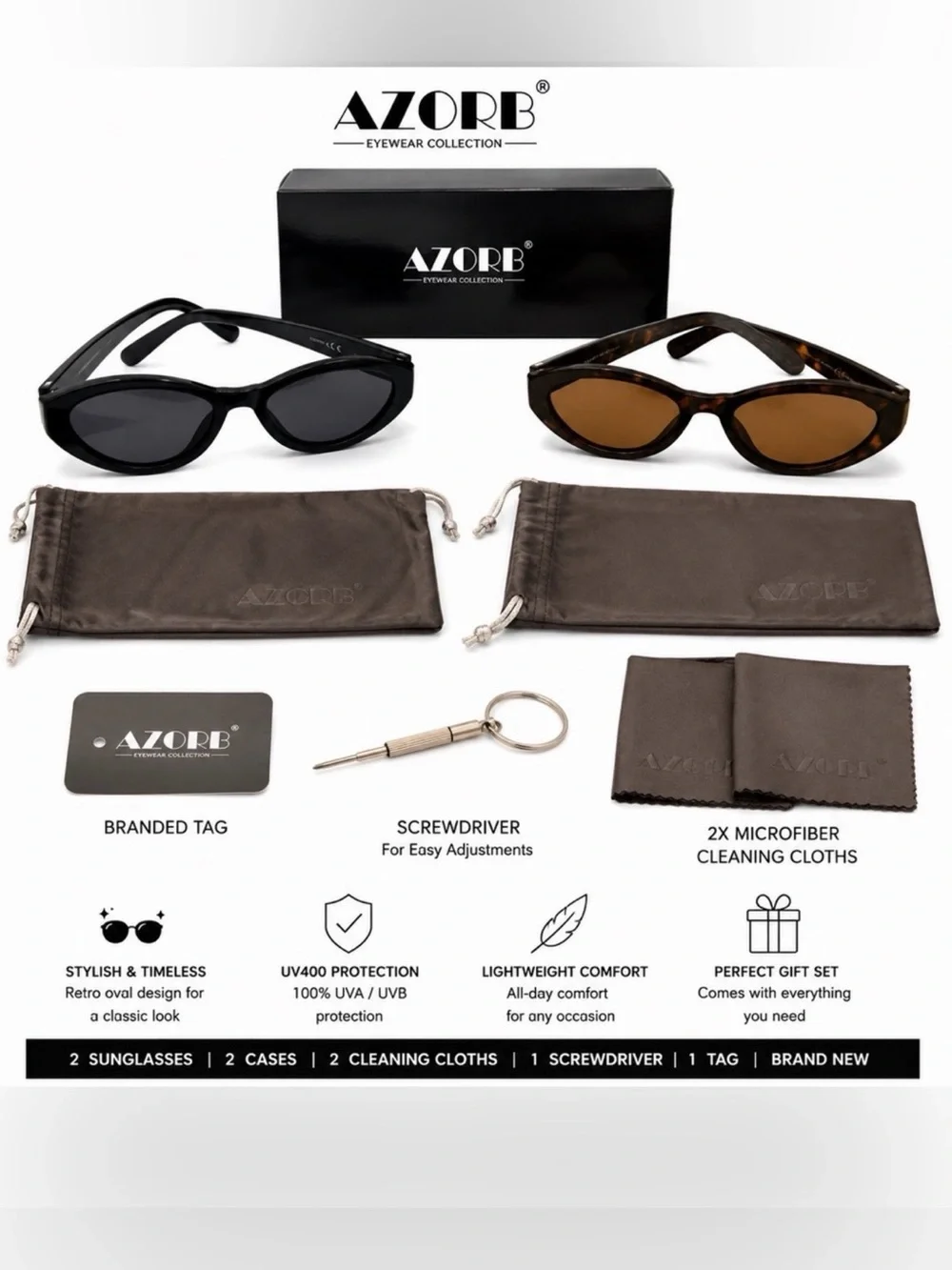 NWT 2 PAIRS Women's Sunglasses - Black & Tortoise Brand New
